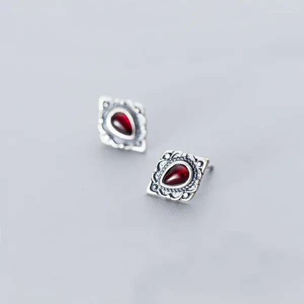 Pendientes MloveAcc de Plata de Ley 925, joyería Vintage para mujer, venta al por mayor, piedra roja antigua Retro