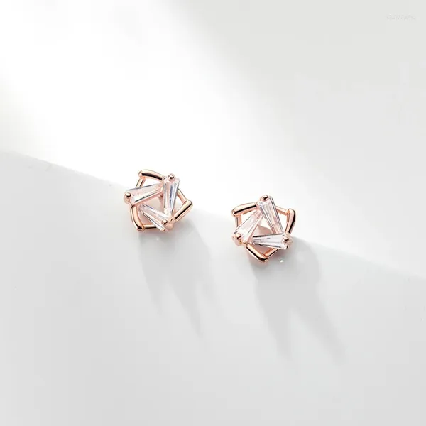 Pendientes de semental Mloveacc 925 Sterling Silver Geométrico Triángulo Joya de cristal Moda para mujeres Regalo de hija