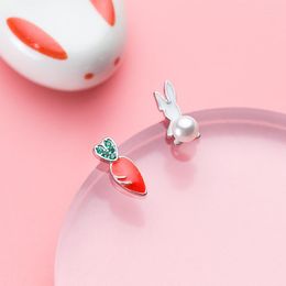 Boucles d'oreilles à tige MloveAcc arrivée asymétrie véritable 925 argent Sterling carotte oreille bijoux pour femmes filles