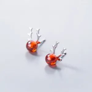 Boucles d'oreilles étalon mloveacc de Noël bijoux de bijoux de la mode coréenne 925 argent sterling mignon en forme de wapiti animal rouge pour filles