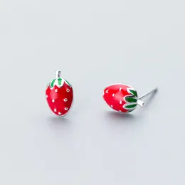 Boucles d'oreilles mloveAcc authentiques 925 argent sterling mignon fraise douce pour les femmes cadeaux d'anniversaire filles