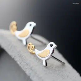 Stud -oorbellen MloveACC S925 Sterling Silver Cute Animal Bird Canary For Women Girls Year Lucky Gift Beautiful