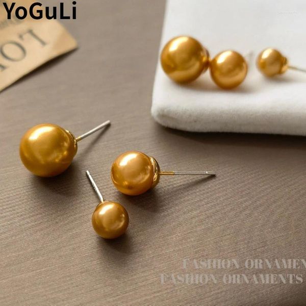 Pendientes de sementales Joyas modernas Temperamento de lujo elegante Color Champagne Pearl Pearring For Women Girl Party Bedding Gift