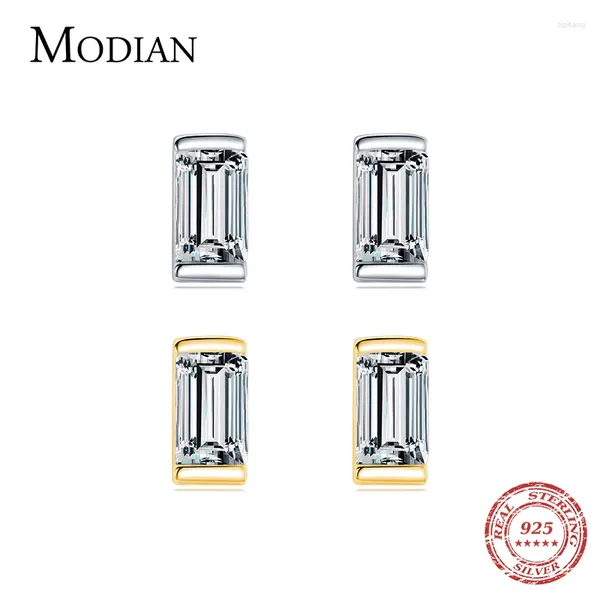 Boucles d'oreilles Modian en argent Sterling 925, coupe émeraude, rectangulaire, clair, CZ, luxe exquis, bijoux fins pour femmes