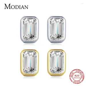 Stud -oorbellen Modian Exquisite 925 Sterling Silver Emerald Cut Zirconia For Women Wedding Statement Fine Jewelry Brincos