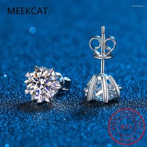 Stud-oorbellen Moissanite 0,6-4ct Platinum Geplateerd sterling Silver VVS Lab Diamond Snowflake Ear studs voor vrouwen Fijne sieraden