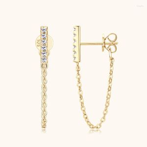 Boucles d'Oreilles Tige Moissanite Chaîne Bar 1.4mm D Couleur VVS1 Diamant Argent Sterling 925 Certifié Tendance Femme 2023