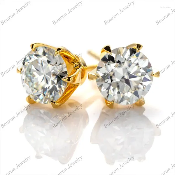 Pendientes de tuerca con piedras preciosas de Moissanite, proveedor de fábrica de joyería, plata de ley 925 chapada en oro de 18 quilates