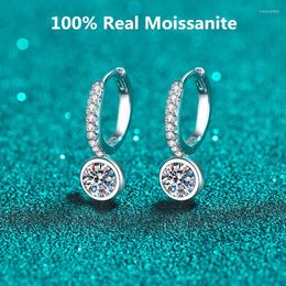 Boucles d'oreilles Moissanite Hoop pour les femmes D Couleur Idéal Cut Sterling Silver Lab Diamond Dangle Pass Test Bijoux