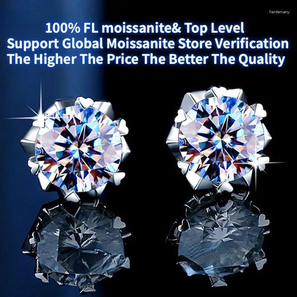 Boucles d'oreilles Moissanite en argent Sterling S925, norme internationale, or blanc 18 carats, flocon de neige, Test de diamant, certificat GRA