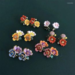 Pendientes de tachuelas Morkopela Decoración de diamantes de imitación de flores Fashion Fashion Joyería para mujer Drop
