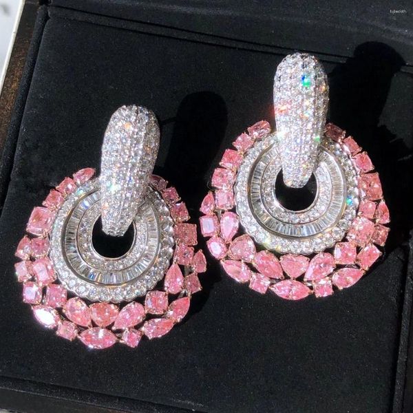 Boucles d'oreilles MQ2023 diamants roses 8,815ct solide or blanc 18 carats Nature femme pendantes pour femmes fines