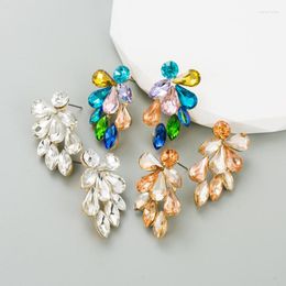 Boucles D'Oreilles Multi Couleurs Vert Blanc Feuille Bohême Romantique Mariage Cristaux Accessoires Pour Femmes Bijoux