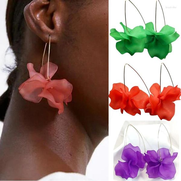 Pendientes de tuerca con forma de flor de resina multicolor para mujer, gota larga, 2023 diseños, colgantes de pétalos hechos a mano bohemios para regalo de mujer