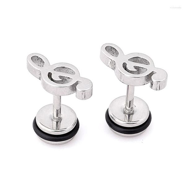 Boucles d'Oreilles Clou Note de Musique Homme Femme Mode Unisexe Cool Piercing Bijoux 1 Paire