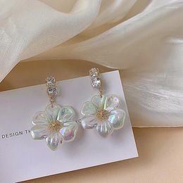 Stud Oorbellen MWSONYA 2024 Mode Leuke Shell Bloemen Voor Vrouwen Strass Pendientes Sieraden Gift