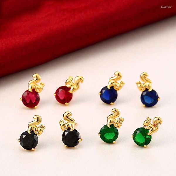 Pendientes de sementales mxgxfam lindo animel ardilla cz para mujeres encantadoras azul / verde rojo negro circón joyería de moda