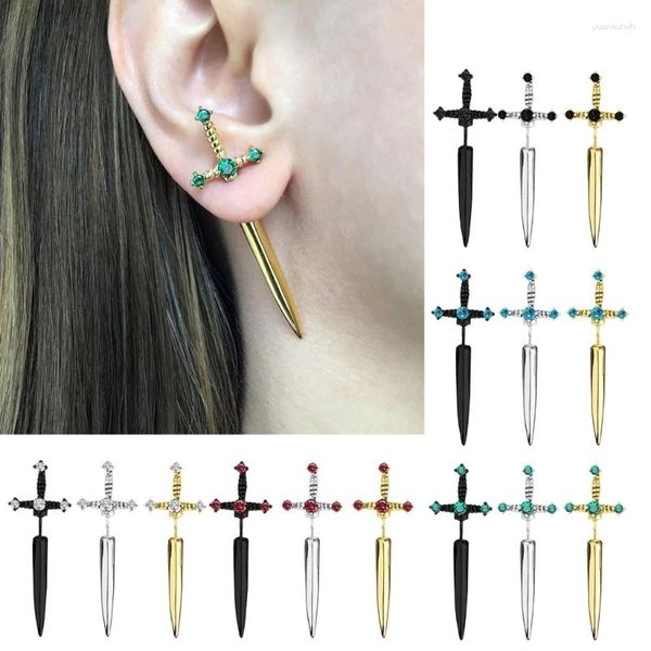 Boucles d'oreilles N1HE HABLEAU MAIN MAINMAGE ÉTAPE Gothique Vintage Étema Handle Novel Punk Punk Hip Hop Crystal Dagger- pour les femmes