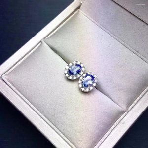 Stud -oorbellen natuurlijke en echte Tanzanite Earring 925 Sterling Silver Fine Jewelry Anniversary