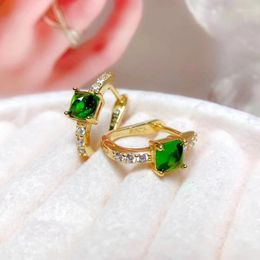 Boucles d'oreilles Diopside naturel pour femmes, bijoux en argent 925, pierres précieuses de luxe, plaqué or 18 carats, articles de livraison gratuite