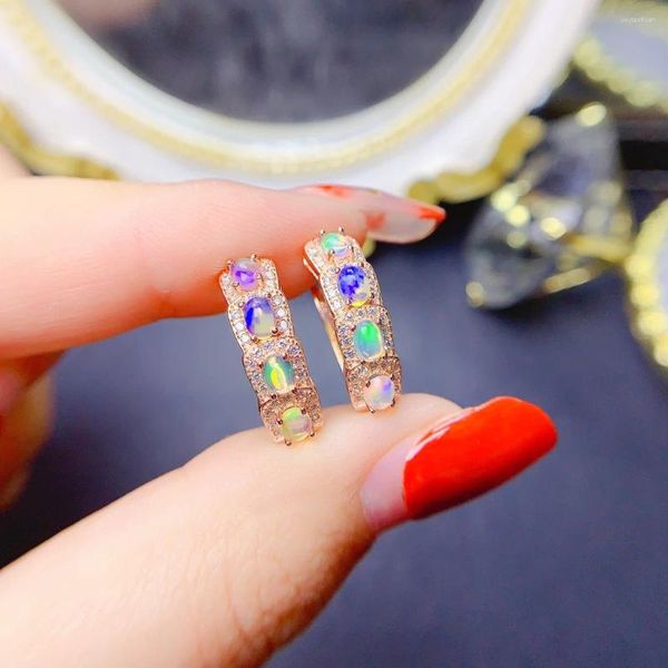 Boucles d'oreilles en opale éthiopienne naturelle, ovale, pierres précieuses de 3 à 4mm, conception Simple, bijoux en argent Sterling 925 pour filles et dames