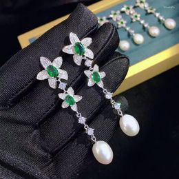 Boucles d'oreilles goutte de perle d'eau douce naturelle pour les femmes bijoux fins en argent 925 avec Cubin Zircon mignon