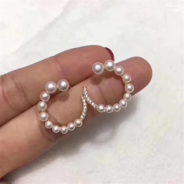 Pendientes de tuerca Perlas blancas cultivadas de agua dulce naturales Perlas de plata tibetana de buena calidad 3-6MM Venta al por mayor