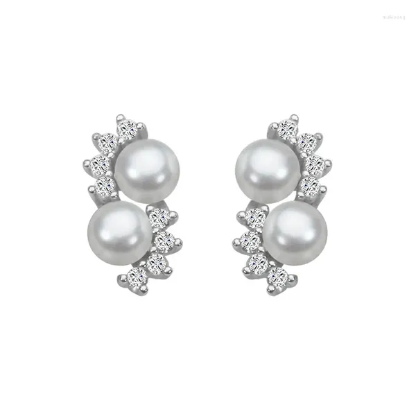 Pendientes de tuerca Perla natural de agua dulce Clásico Plata de ley S925 Auténtico chapado en oro de 18 quilates Heavenly CAE64