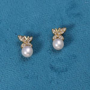 Stud -oorbellen natuurlijke zoetwater parel Pearl Little Butterfly voor sieraden maken doe -het -zelf vrouwen feestbanket cadeau