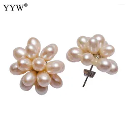 Boucles d'oreilles étalon perles d'eau douce pour femmes bijoux 4 à 5 mm rose gros tas déclaration brincos féminins