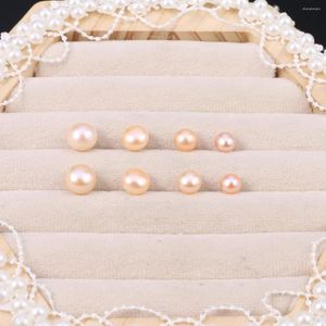 Boucles d'oreilles clous perles d'eau douce naturelles avec une paire d'accessoires de bijoux de forme ronde rose bricolage décoration de personnalité féminine masculine