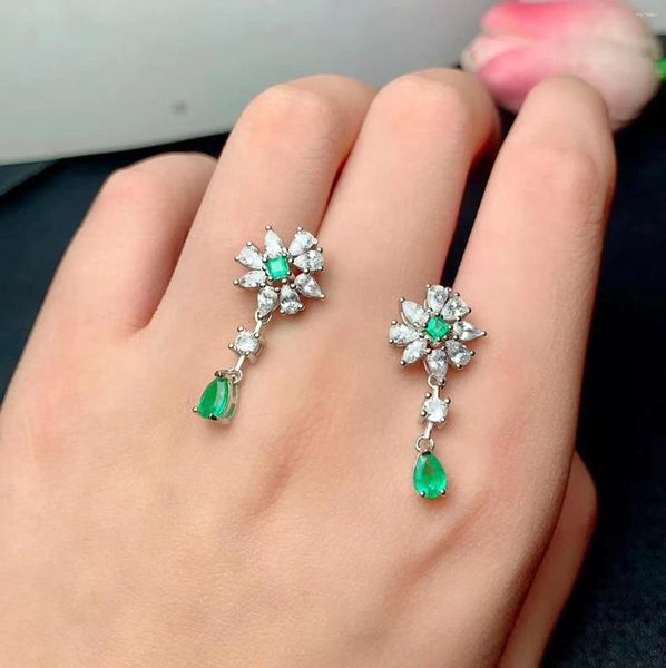 Boucles d'oreilles en pierre précieuse naturelle verte émeraude rouge pour femmes, bijoux en argent, cadeau de fête d'anniversaire pour fille