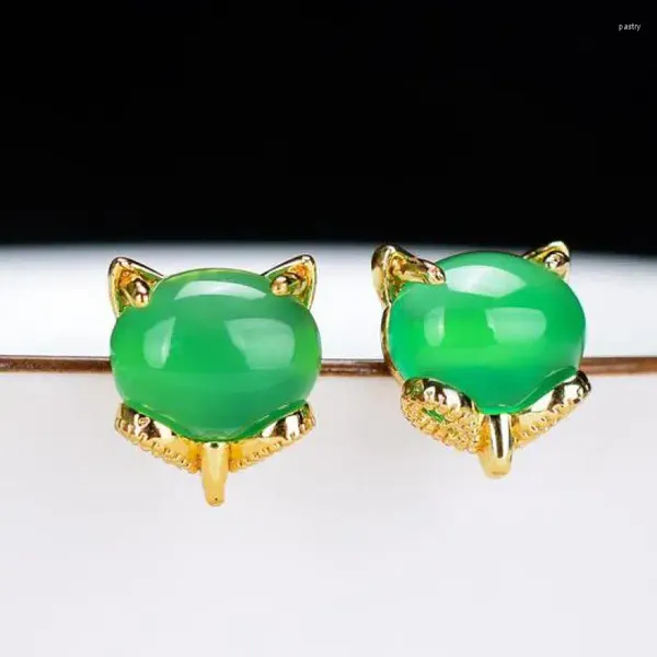 Boucles d'oreilles étalon jade vert naturel pour femmes accessoires de bijoux fin