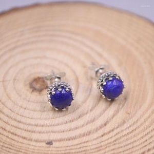 Stud -oorbellen natuurlijke lapis lazuli voor vrouwen Sterling Silver 925 Blue Gemstone Pure Post