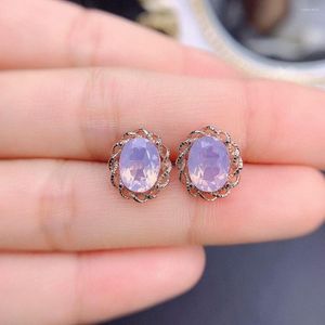 Boucles d'oreilles à tige en cristal féminin d'améthyste de lavande naturelle avec une bonne couleur et un tempérament incrusté