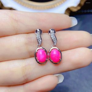 Boucles d'oreilles Stud Natural Opal 925 Sterling Silver Pink Gemstone Femmes