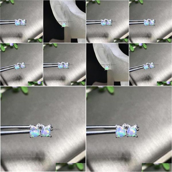 Boucles d'Oreilles Opale Naturelle Véritable Solide 925 Sterling Sier Gem Boucle D'oreille Femmes Pierre Fine Bijoux Janvier Pierre De Naissance Drop Deliv Dhgarden Dhonx