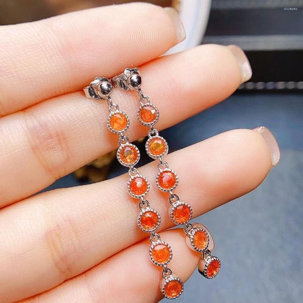 Boucles d'oreilles à tige en argent sterling 925 avec opale orange naturelle avec opales pendantes pour femmes cadeau