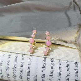 Boucles d'oreilles à goujons Natural Pink Opal Gemstone S925 STERLING SILPLADAD 14K Gold