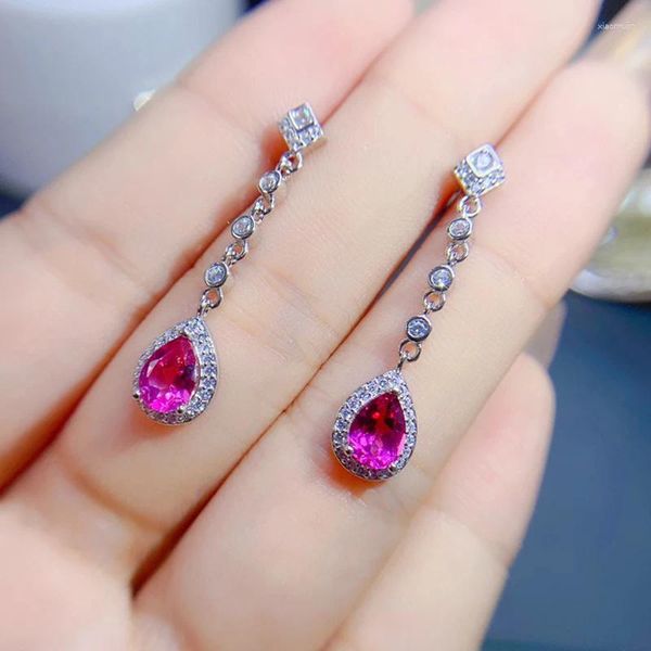 Pendientes de tuerca con topacio rosa Natural para mujer, joyería de plata 925, piedras preciosas de lujo, chapado en oro de 18k, artículos de envío gratis