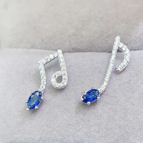 Boucles d'oreilles en saphir bleu naturel véritable, 2 pièces, Style musical, 3, 5mm, 0,4 ct, pierres précieuses, argent Sterling 925, bijoux fins, L243139