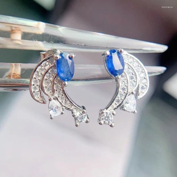 Boucles d'oreilles en saphir bleu véritable naturel, Style 3, 5mm, 0,4ct, 2 pièces, pierres précieuses, argent Sterling 925, bijoux fins, L243137