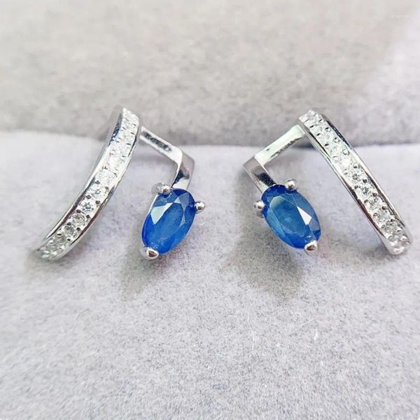 Boucles d'oreilles étalon naturel saphir saphir boucle d'oreille Musique Note de note 3 5 mm 0,4ct 2pcs Gemstone 925 Sterling Silver Fine Jewelry L243138