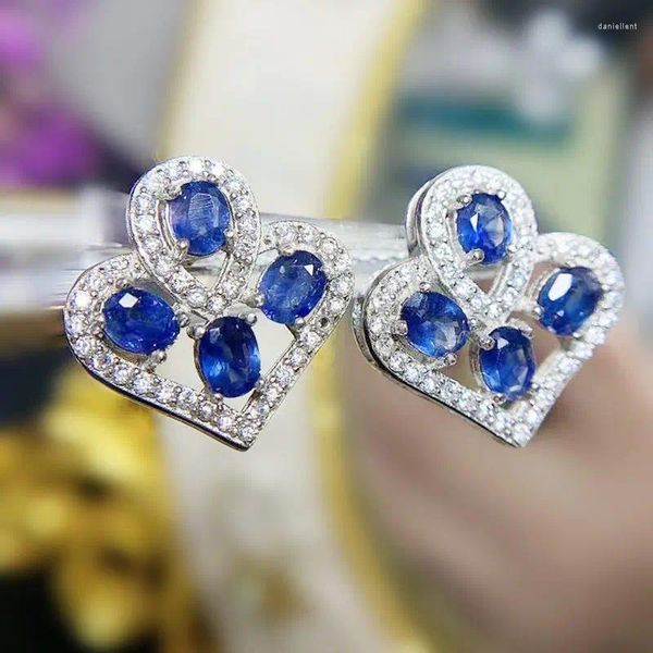 Boucles d'oreilles de luxe en saphir bleu naturel, en argent Sterling 925, 0,35 ct, 8 pièces, pierres précieuses, bijoux fins, T23314