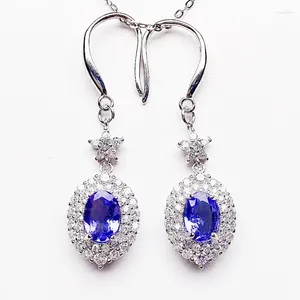 Stud Oorbellen Natuurlijke Echte Blauwe Tanzanite Luxe Drop Earring 5 7mm 0.9ct 2 stuks Edelsteen 925 Sterling Zilver Fijne sieraden X219128