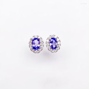 Stud -oorbellen Natural Blue Blue Tanzanite Earring 4 6mm 0,5ct 2pcs Gemstone 925 Sterling Silver Fine Jewelry voor mannen of vrouwen x219111