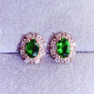 Boucles d'oreilles Diopside vert naturel véritable, boucle d'oreille de luxe, petit Style 0,55 ct, 2 pièces de pierres précieuses en argent Sterling 925, bijoux fins L243204