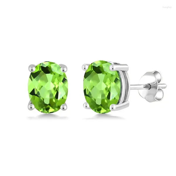 Boucles d'oreilles en argent Sterling 925, péridot vert véritable naturel, 5, 7mm, 0,95 ct, 2 pièces, pierres précieuses pour hommes ou femmes, B212241