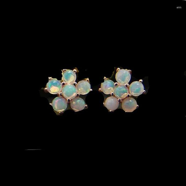 Pendientes de tuerca, pendiente estilo flor de ópalo Real Natural, Plata de Ley 925, 0,1 CT, 12 Uds., joyería fina de piedras preciosas T236121