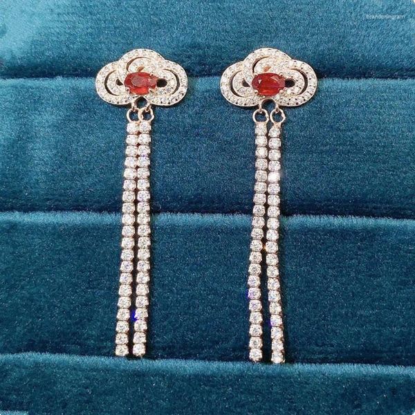 Pendientes de tuerca, pendiente de rubí rojo auténtico Natural, estilo de flor de lujo, 3, 5mm, 0,4 CT, 2 uds, piedras preciosas, Plata de Ley 925, joyería fina L24361